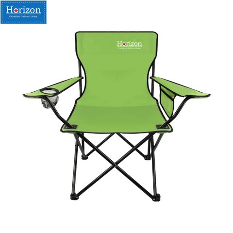 【Horizon 天際線】免安裝輕便折疊野餐露營椅(有側手機袋/椅子收納袋) 蘋果綠