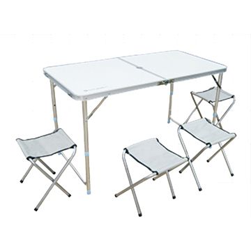 TECHONE 戶外鋁合金桌椅組 可折疊便攜式鋁合金套裝桌椅 室內室外用皆宜(不含袋子)