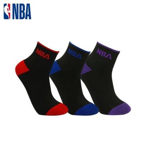 【南紡購物中心】 【NBA運動配件館】NBA襪子 運動襪 籃球襪 時尚緹花毛圈短襪(3雙組)