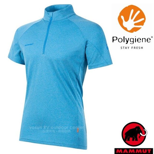 MAMMUT 長毛象 AF 男 Aegility 超輕半開襟短袖透氣快乾排汗衣/Polygiene 抗菌.適登山健行/1017-01750-50306 龍膽花