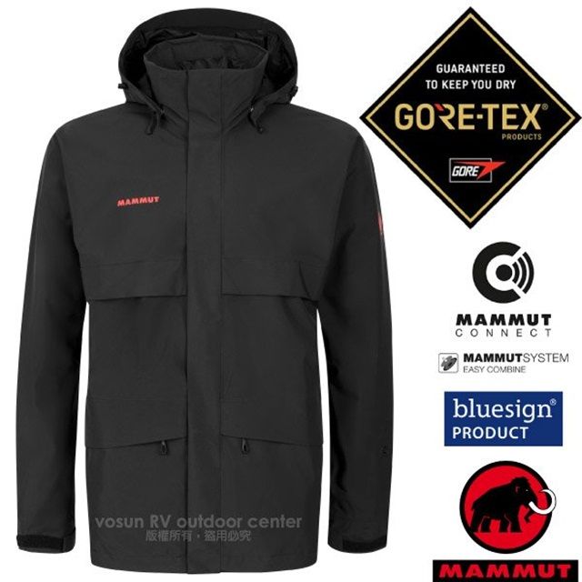 MAMMUT 長毛象 男 Heritage Hooded Hardshell 2層GoreTex防水防風透氣外套.夾克_1010-27720-0001 黑