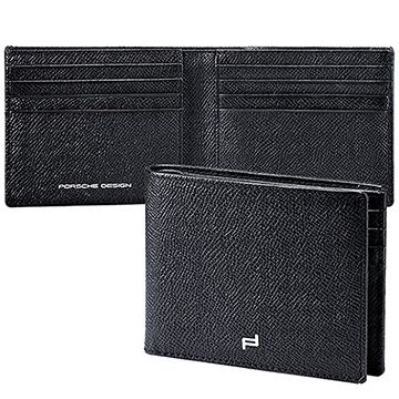 PORSCHE DESIGN 保時捷 P3300 French Classic 3.0 Cardholder H8 blk小牛皮防刮壓紋 / 8卡短夾皮夾