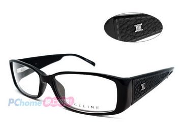 CELINE - 時尚光學眼鏡 寬版皮套飾邊 舒適彈簧設計 VC1643 黑