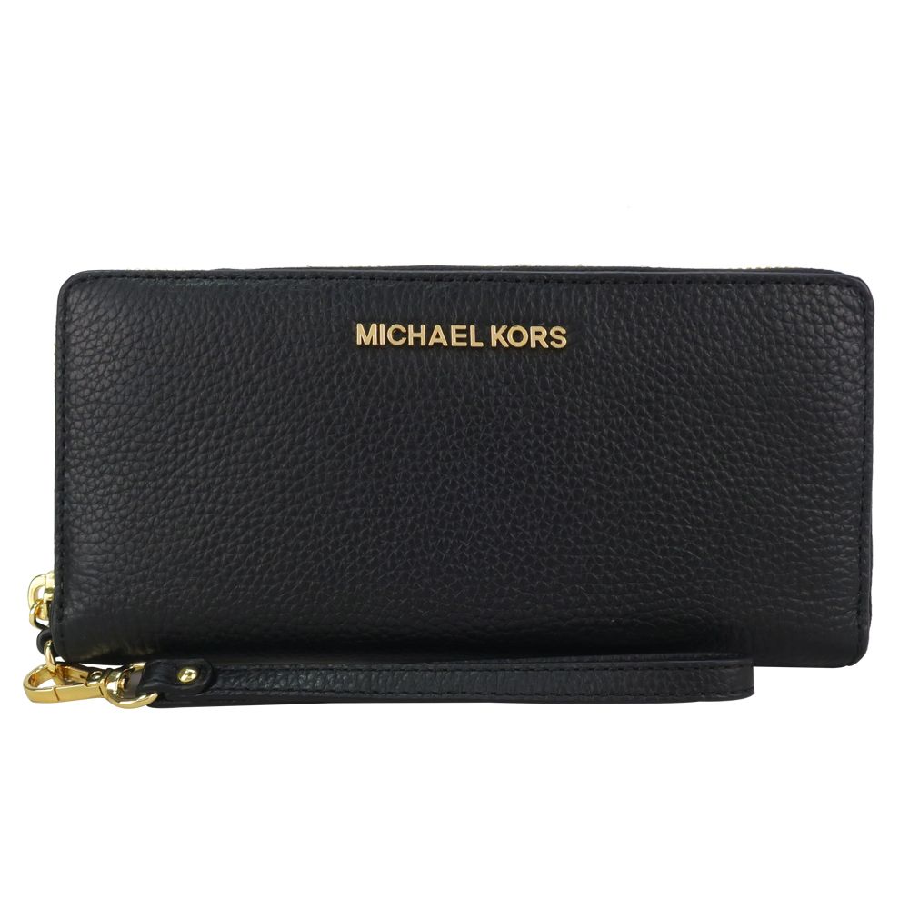 Michael Kors   JET SET牛皮手掛拉鍊長夾(黑)