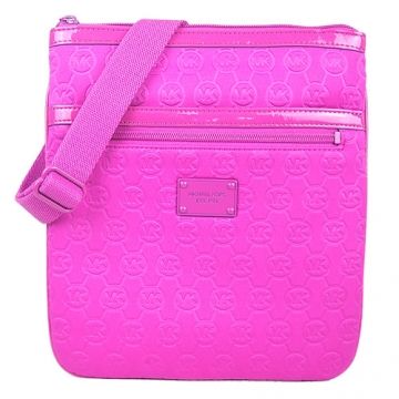MICHAEL KORS 鋪棉LOGO壓紋斜背包(亮粉)