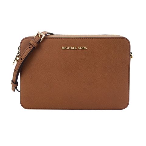 MICHAEL KORS Jet Set 防刮皮革金鍊斜背立體方包-(大/棕)