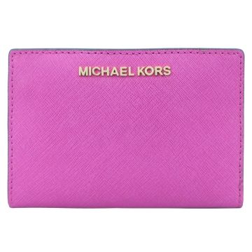 MICHAEL KORS JET SET防刮卡片零錢短夾-紫紅