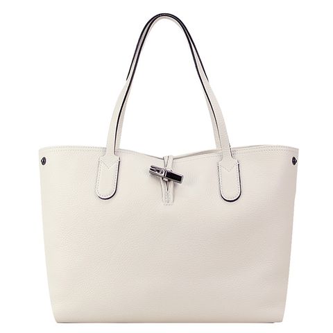 LONGCHAMP ROSEAU ESSENTIAL 竹節托特包(中/灰白)