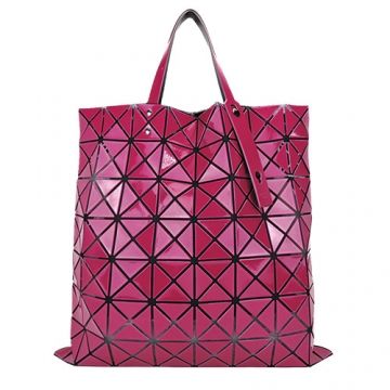 Issey Miyake 三宅一生 BAOBAO亮面方格8x8手提包(紫紅)