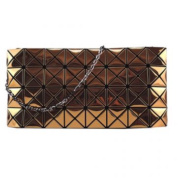 ISSEY MIYAKE 三宅一生 BAOBAO鏡面方格4x8鍊帶斜背包(太陽金)