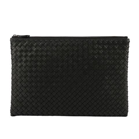 BOTTEGA VENETA 編織羊皮大款手拿包/收納包(黑色) 522430 V001N 1000