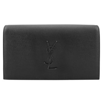 YSL 聖羅蘭 簡單LOGO立體翻蓋手拿包(全黑)