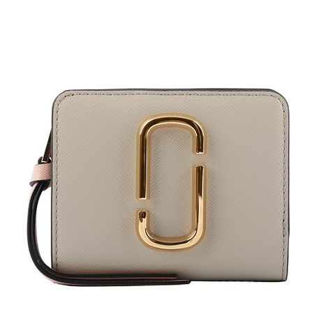 MARC JACOBS THE SNAPSHOT防刮牛皮撞色短夾(淺灰/白色) M0014282 088