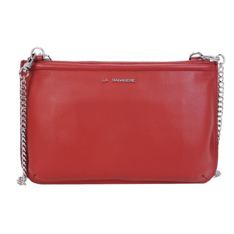 LA BAGAGERIE CLUTCH 皮革鍊帶扁斜背包(紅)
