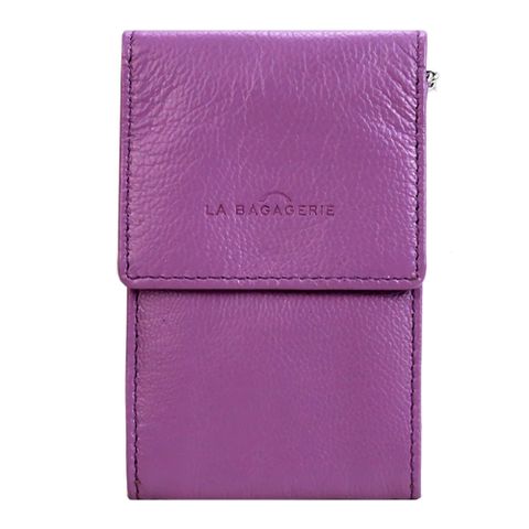 LA BAGAGERIE 全牛皮翻蓋萬用鑰匙袋(丁香紫)