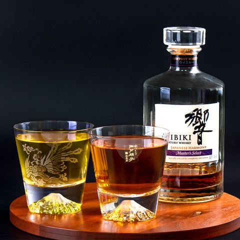 田島硝子 日本 職人手工吹製富士山 威士忌酒杯 經典酒杯+鳳杯 對杯_TG15-015-R+TG19-001-FX