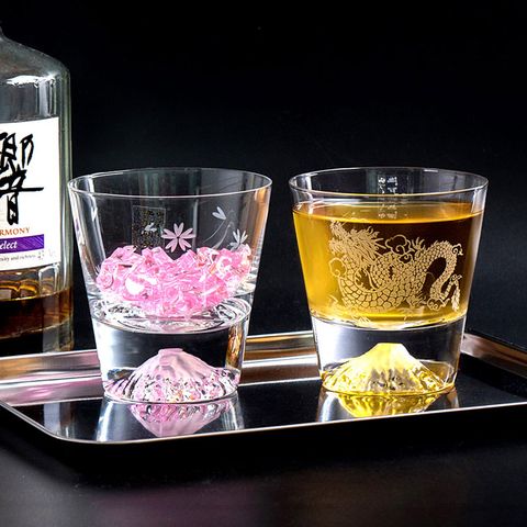 總代理公司貨 日本製【田島硝子】日本手工吹製富士山 櫻花+龍杯限定對杯_TG16-015-RS+TG19-001-RYU