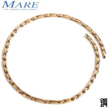 MARE 【-白鋼項鍊】系列北海道金屬鍺負離子石全玫金 款