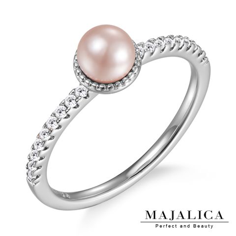 Majalica純銀戒指 小珍珠 925純銀尾戒線戒 精鍍白金 銀色款 單個價格 PR6049-1