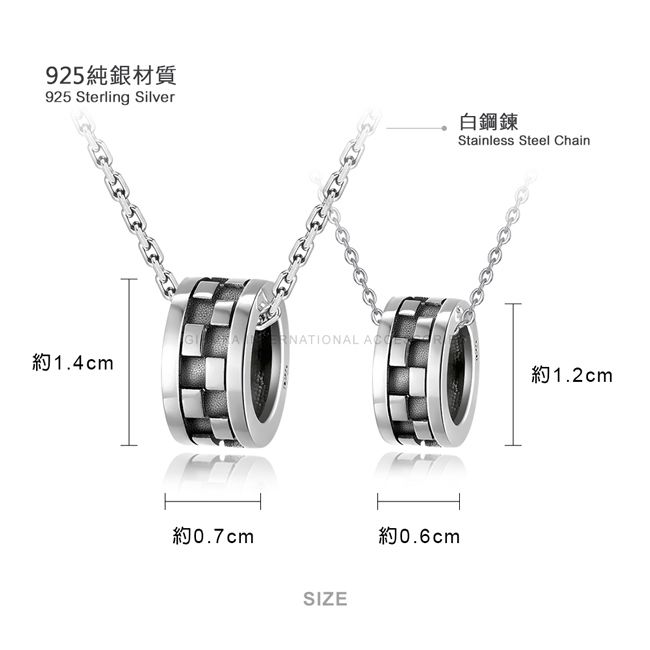 GIUMKA 純銀情侶對鍊羅馬情緣情人節禮物推薦滾輪