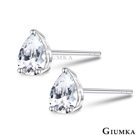 GIUMKA 抗過敏耳環女款 925純銀小耳釘 水滴白鋯梨形切6x8MM 日常百搭MFS09063