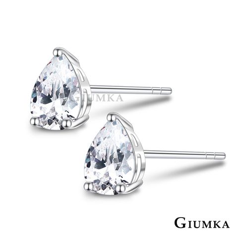 GIUMKA 抗過敏耳環女款 925純銀耳釘 水滴白鋯梨形切7x9MM 日常百搭MFS09063