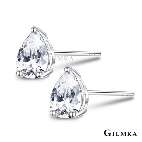 GIUMKA 抗過敏耳環女款 925純銀耳釘 水滴白鋯梨形切8x10MM 日常百搭MFS09063