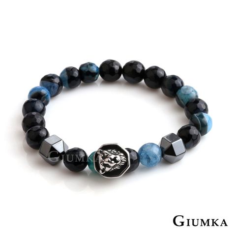 GIUMKA．串珠手鍊．獅子．黑膽石/瑪瑙