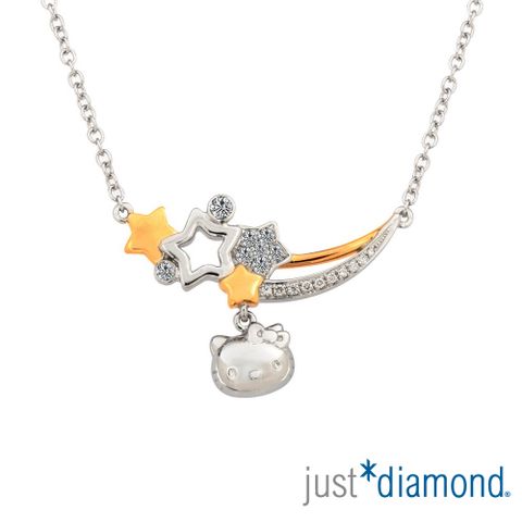 【Just Diamond】閃耀星空系列 18K雙色金 鑽石項鍊-Hello Kitty