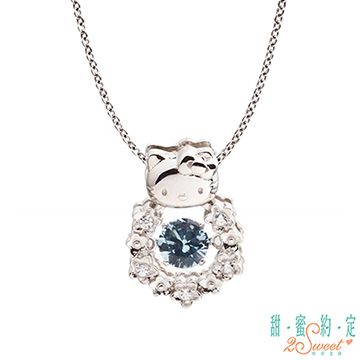 甜蜜約定 HelloKitty 愛之花KITTY純銀項鍊-粉藍