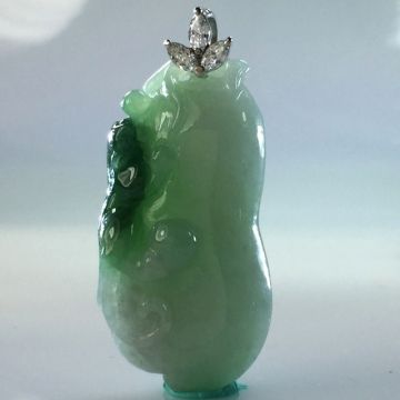 【森茂珠寶】緬甸天然翡翠A貨 巧雕福瓜墜子 F1979