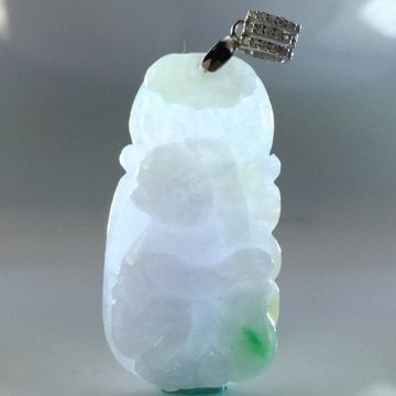 【森茂珠寶】緬甸天然翡翠A貨 冰種帶綠翠福在眼前墜子 F1824