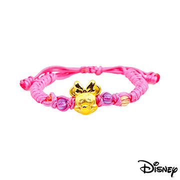 Disney 迪士尼 金飾 夢想美妮黃金中國繩手鍊-活力桃