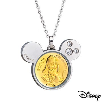 Disney迪士尼金飾 可愛布魯托黃金/白鋼項鍊