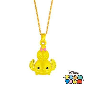 Disney 迪士尼 TSUM TSUM系列金飾-黃金墜子-史迪奇+醜頭款 送玫瑰鋼項鍊