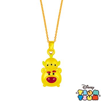 Disney 迪士尼 TSUM TSUM系列金飾-黃金墜子-熊抱哥+三眼仔款 送玫瑰鋼項鍊