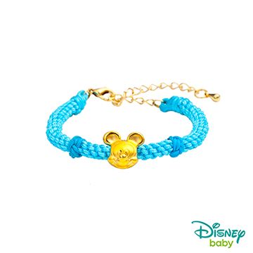 Disney迪士尼金飾 黃金編織手鍊-平安結米奇款
