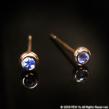 【FEW fu】單顆藍寶石玫瑰金耳環