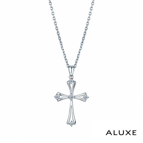 A-LUXE 亞立詩 18K金 0.15克拉十字架鑽石項鍊