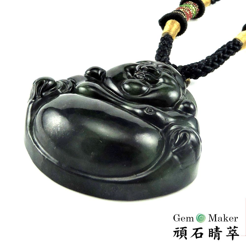 GemMaker 頑石睛萃 笑納彌勒頂級墨玉項鍊-買就送品牌手珠一條(送完為止)