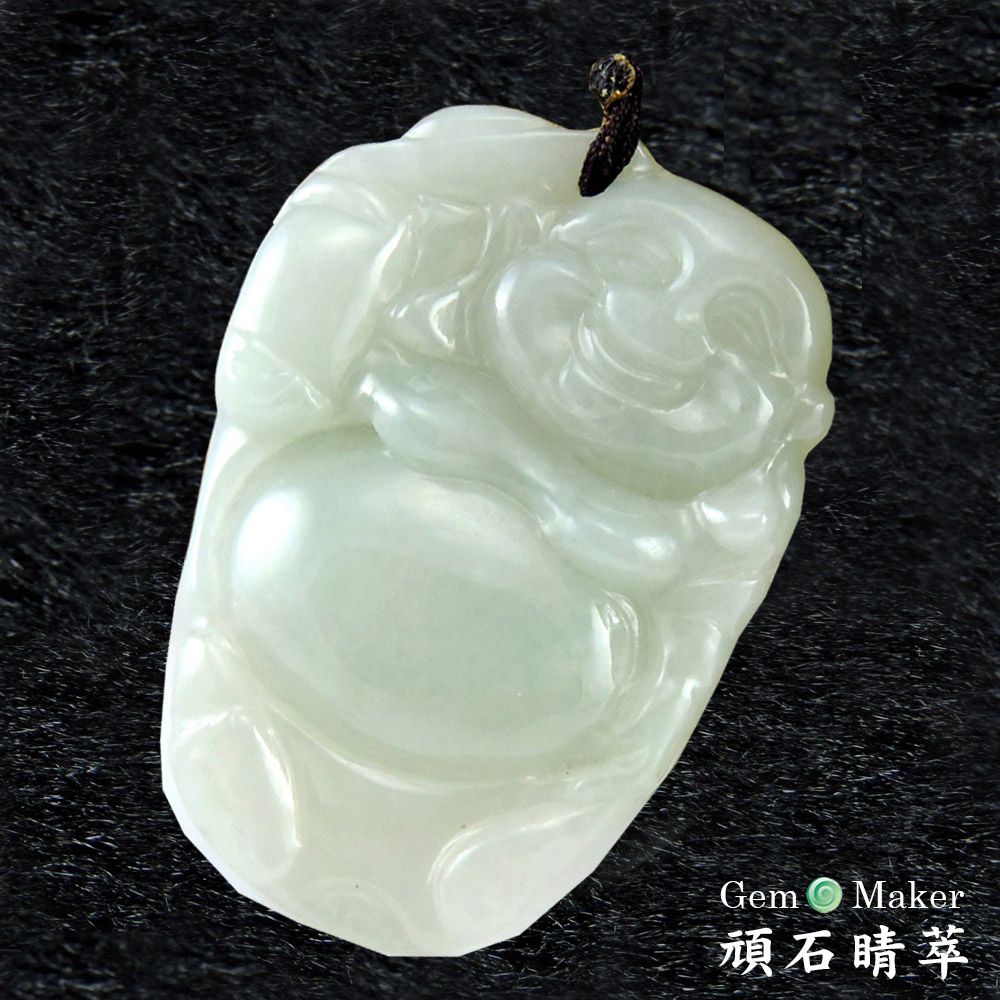 GemMaker 頑石睛萃 招財進寶彌勒佛天然A貨翡翠項鍊(1115)