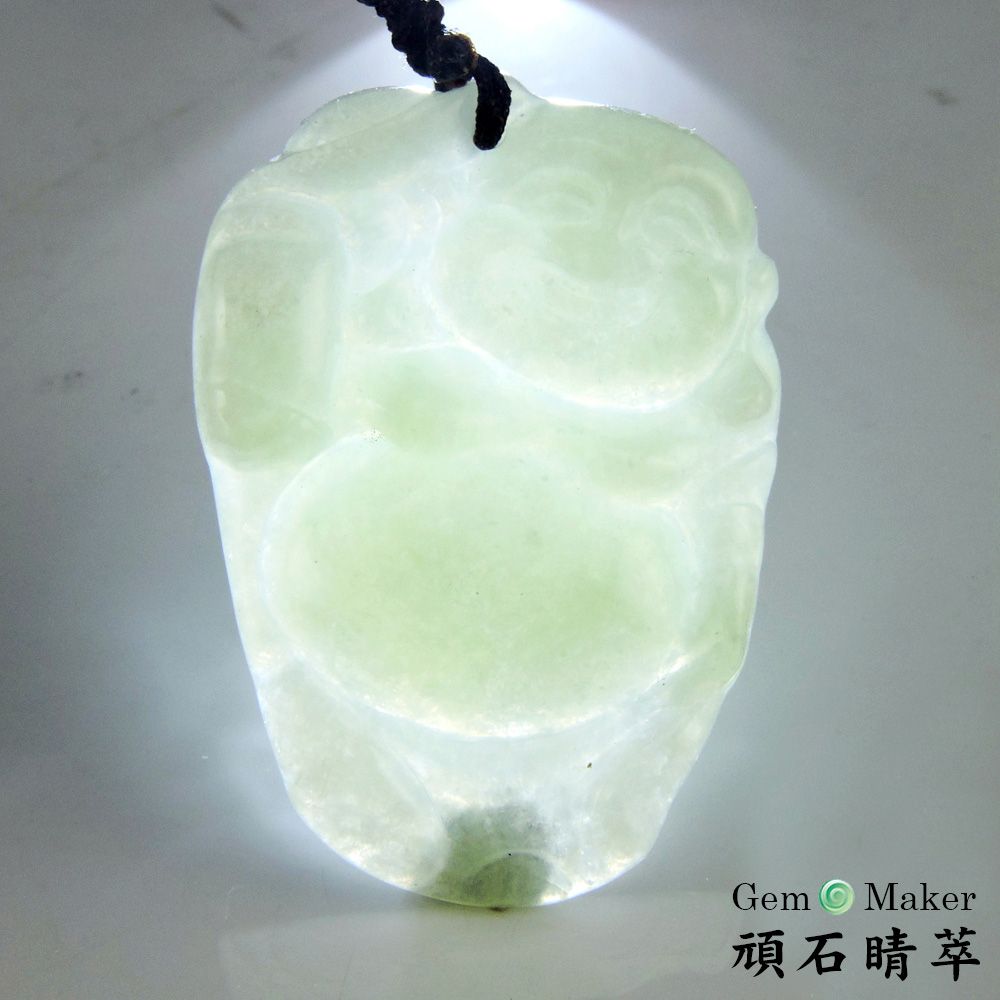 GemMaker 頑石睛萃 招財進寶彌勒佛天然A貨翡翠項鍊(1115)