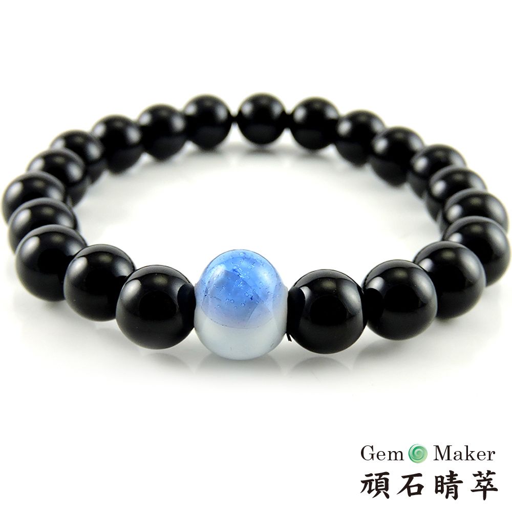 GemMaker 頑石睛萃 黑瑪瑙手工釉燒陶瓷手珠