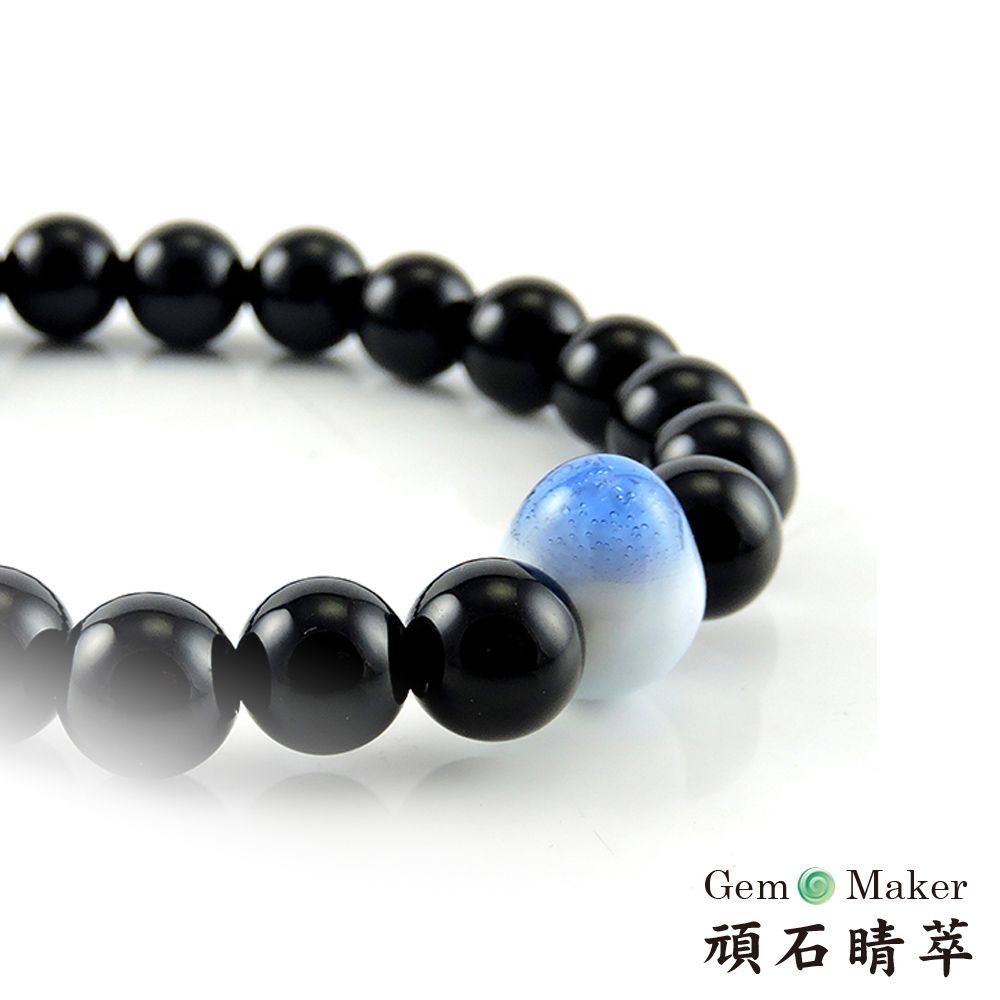 GemMaker 頑石睛萃 黑瑪瑙手工釉燒陶瓷手珠