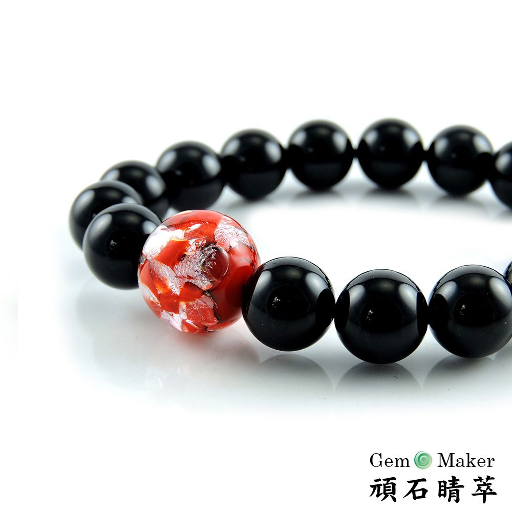 GemMaker 頑石睛萃 黑瑪瑙琉璃10mm手珠