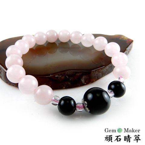 【GemMaker頑石睛萃】開運粉晶黑瑪瑙手珠