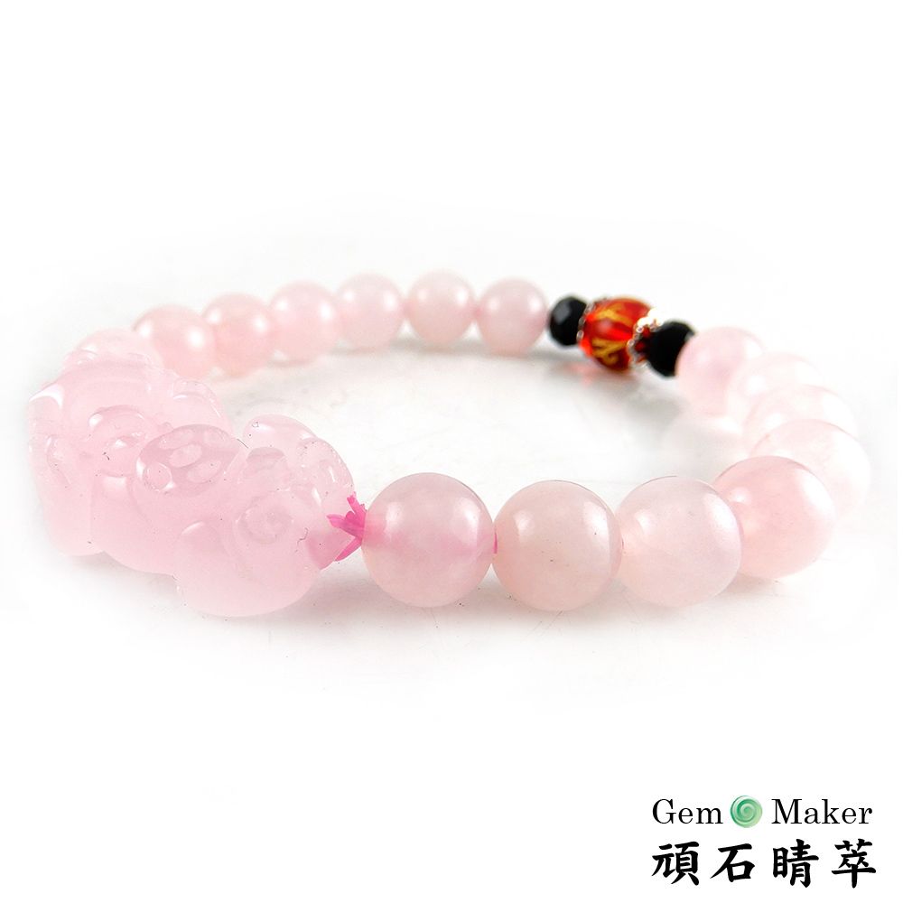GemMaker 頑石睛萃 招財貔貅粉晶手珠6mm -買就送品牌手珠一條(送完為止)