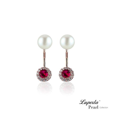 【大東山珠寶】幸福微甜莓果紅 玫瑰金天然珍珠耳環 雙用耳環(天然淡水珍珠)