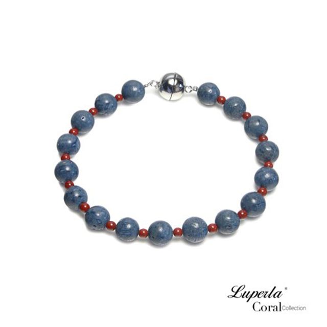Luperla 大東山珠寶 尊貴圓滿 珍貴天然深海藍珊瑚手鍊