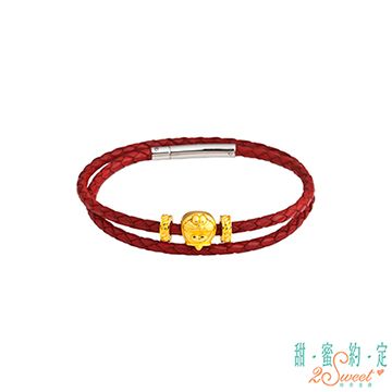 2sweet 甜蜜約定  Doraemon 笑口常開哆啦A夢黃金/皮繩手鍊